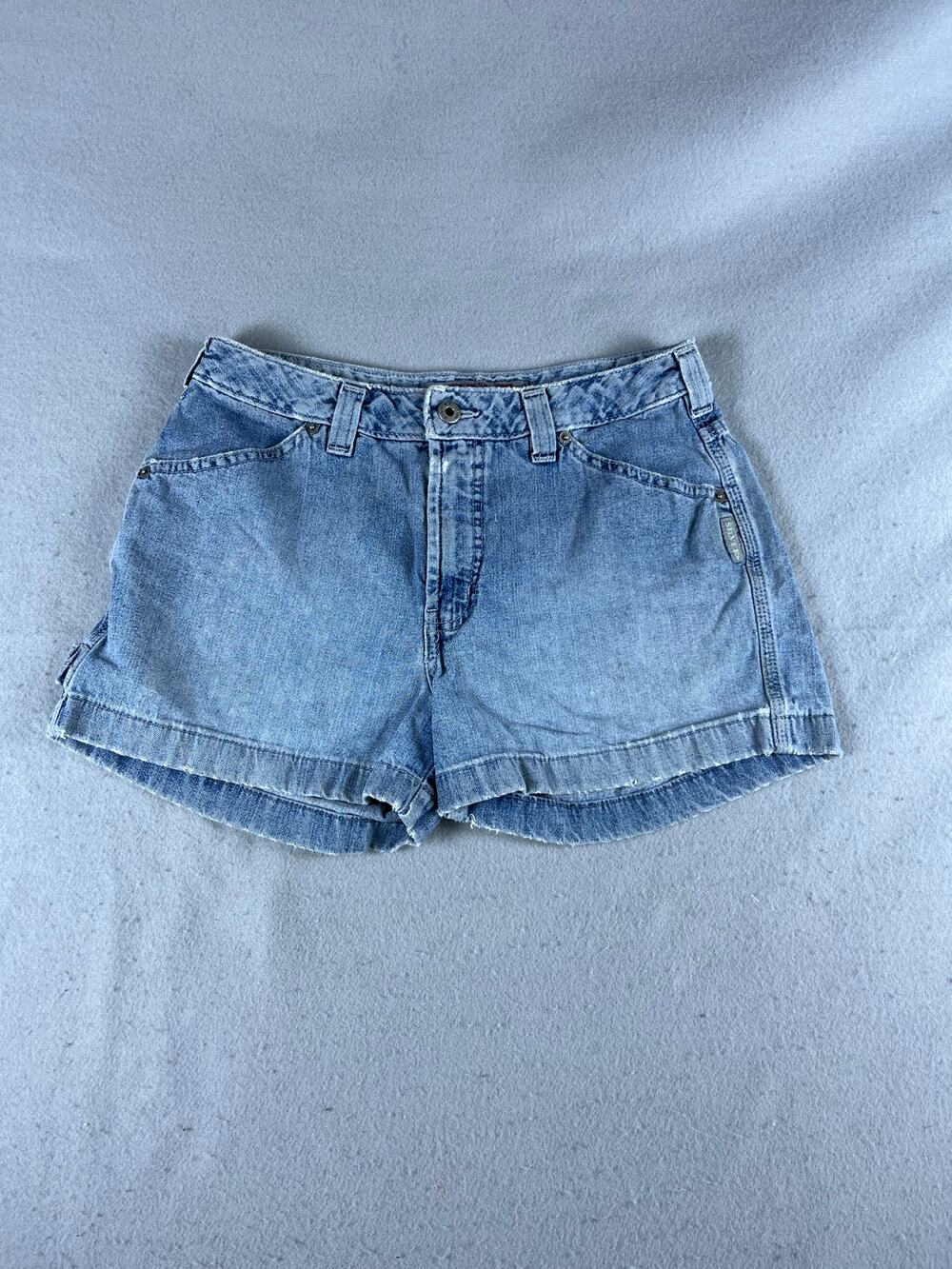 Silver Jeans Carpenter Shorts Womens 30 Blue Light Wash Denim Hammer Loop Work